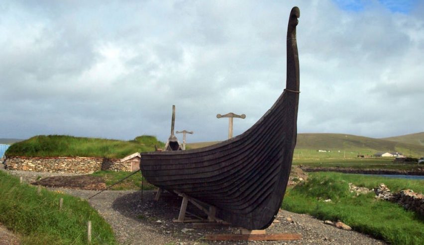 Viking longship on the Shetland Islands