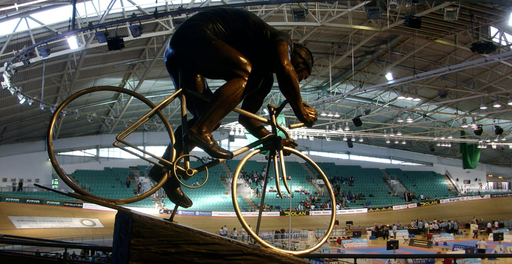 Trendy Manchester National Cycling Centre Velodrome.