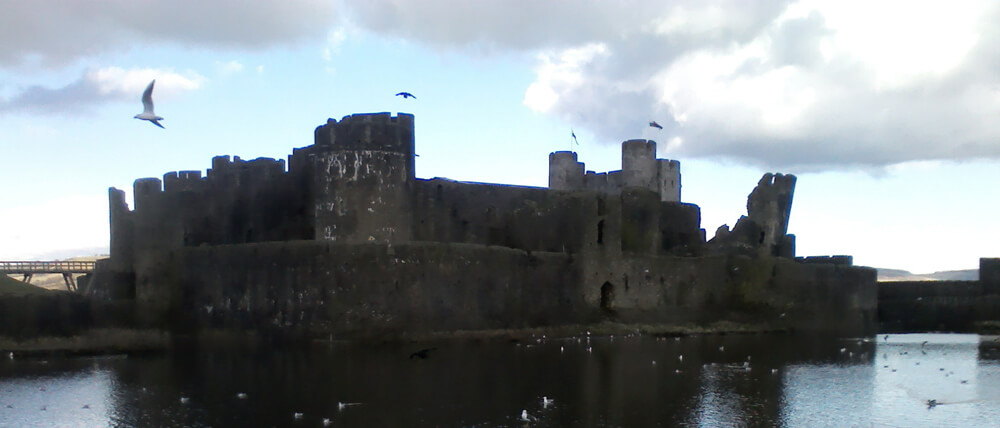 Caerphilly Castle on a walk from River House Hostel