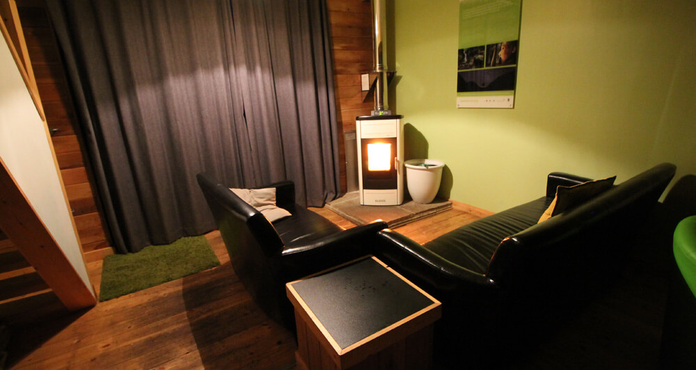 Lounge and log burner at Tarset Tor