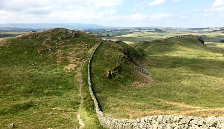 Hadrians wall on the Greenhead to Bellingham stage of the Pennine Way