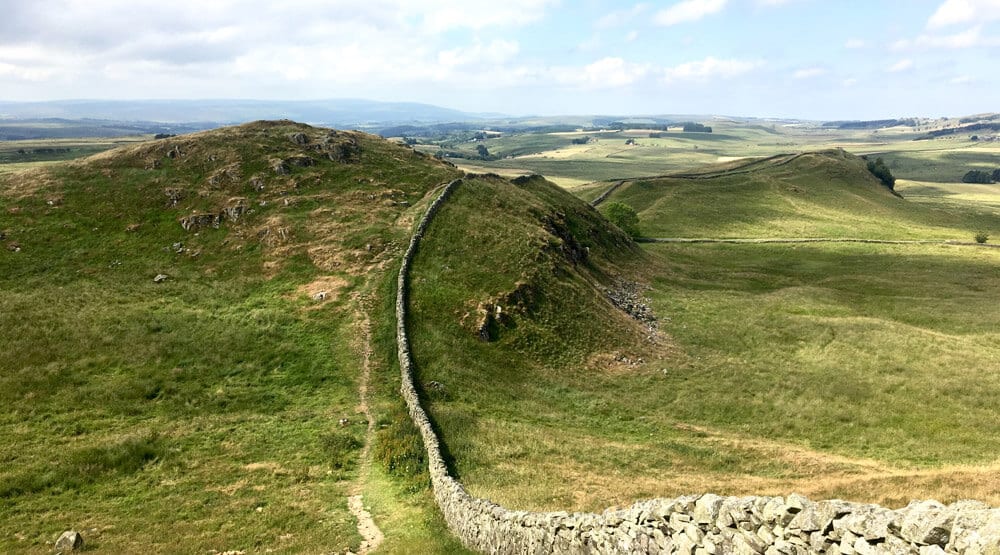 Hadrians wall on the Greenhead to Bellingham section of the Pennine Way