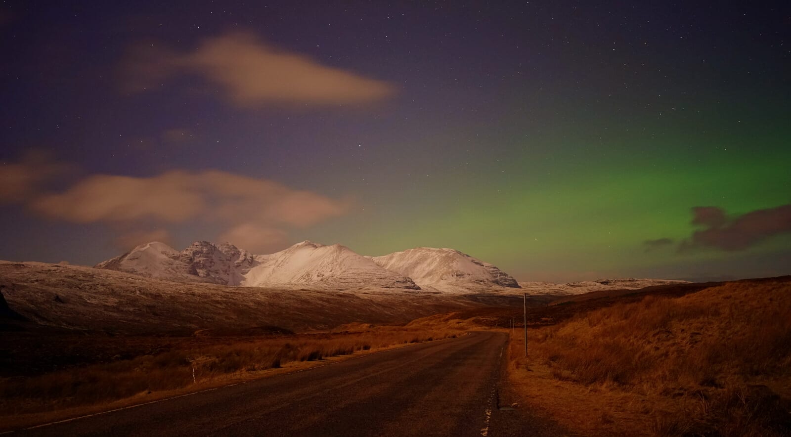 Northern lights over An Teallach close to Forest Way Bunkhouse