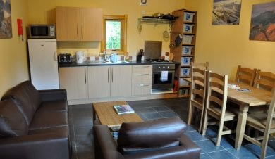 The kitchen lounge at Forest Way Bunkhouse