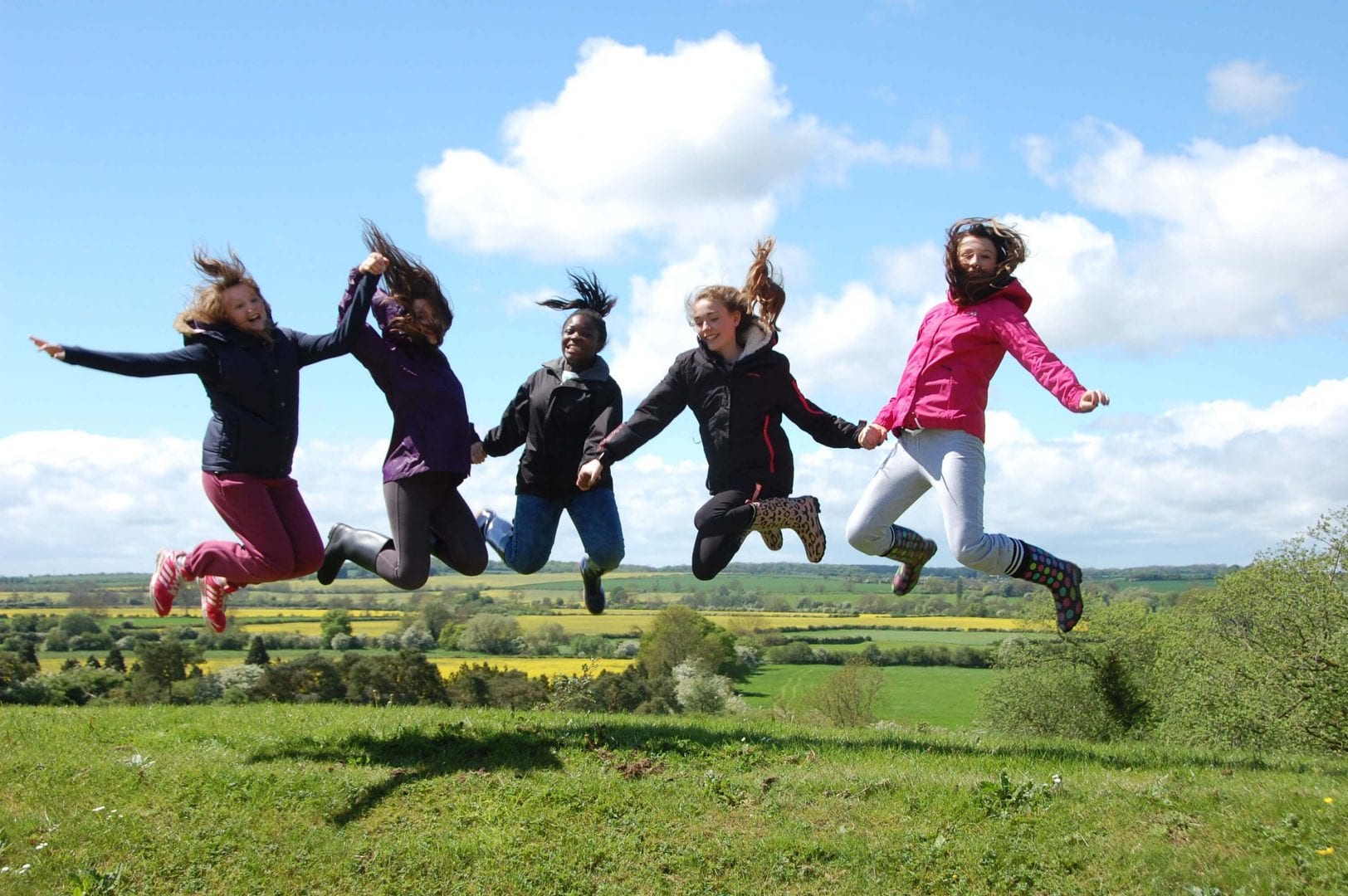 Girls jumping at the Chellington Centre in Bedfordshire