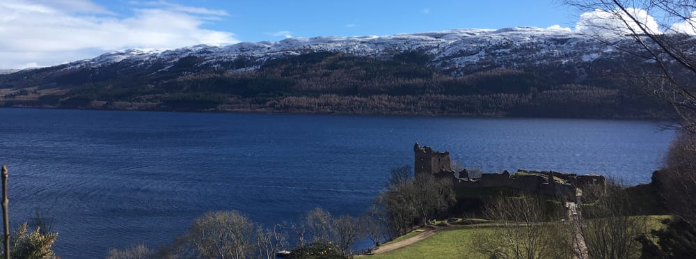 Urquhart Castle on the shores of Loch Ness adn close to Loch Ness Backpackers Hostel