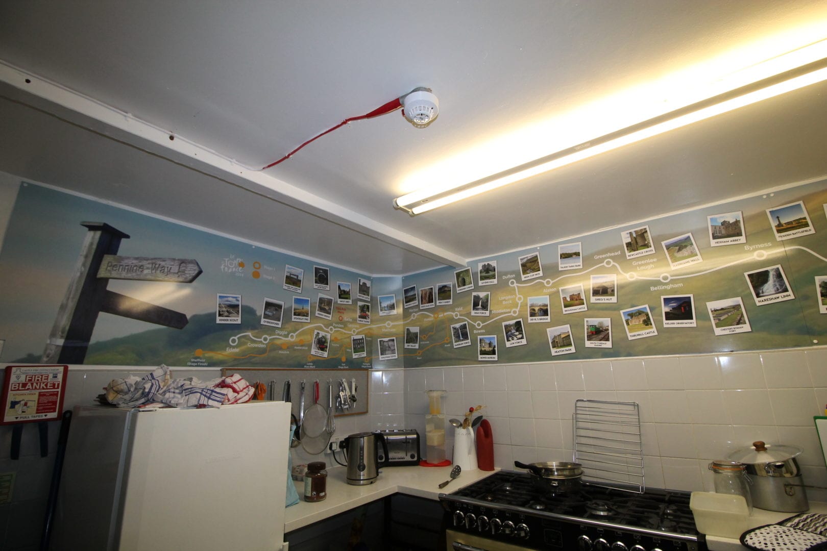 Pennine Way mural at Earby Hostel
