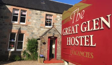 sign and Great Glen Hostel