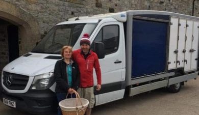 Alston Hostel staff by van delivering supllies to people isolating from coronavirus