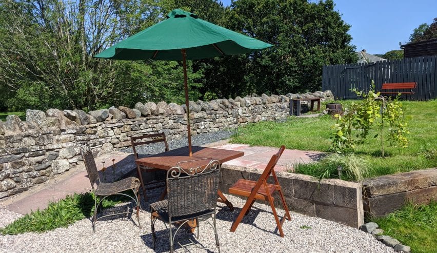 outdoor seating at Caldbeck Glamping Barns Lake District