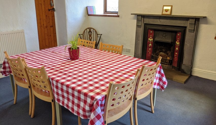 dinning table at the cottage at Lockerbrook Farm in the Peak District