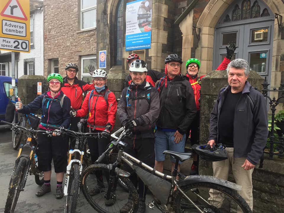 Pennine Bridleway cyclists at Kirkby Stephen