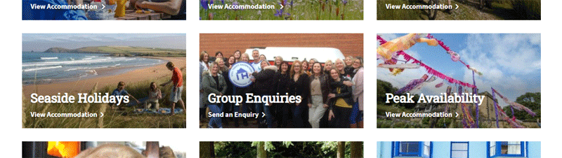 group enquires button on the independent hostels website