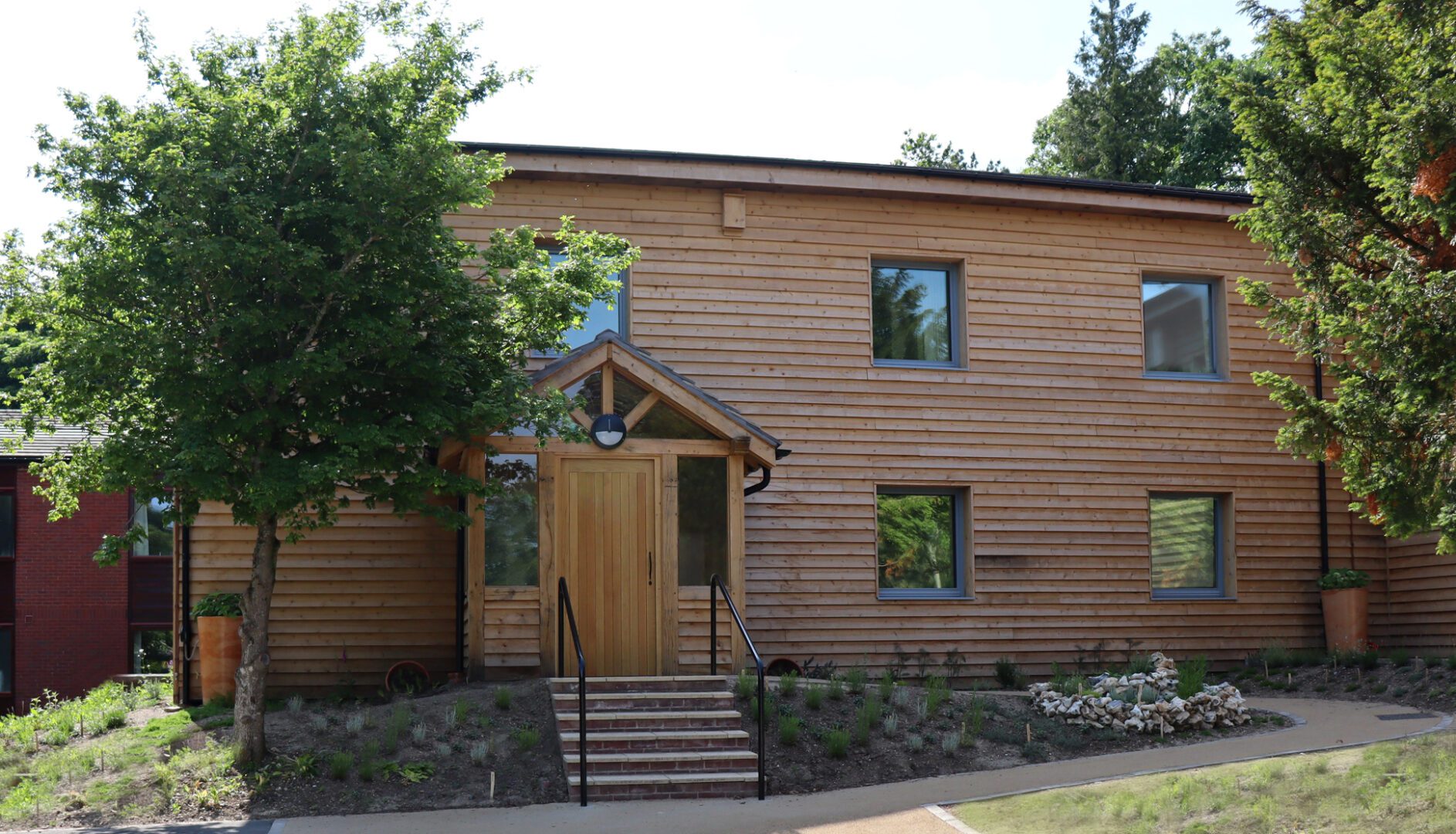 Exterior view of Wetherdown Lodge at The Sustainability Centre in the South Downs National Park