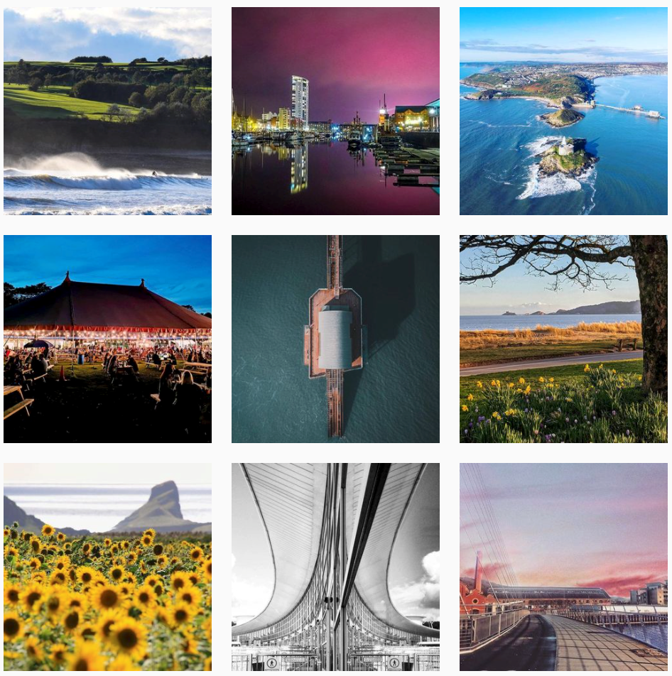 Collage of images representing Swansea and the surrounding area