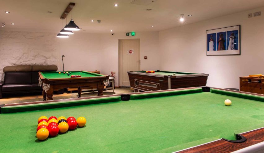 games room at snowdon Lodge group accommodation in snowdonia