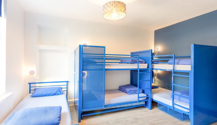 Blue bunks and bed