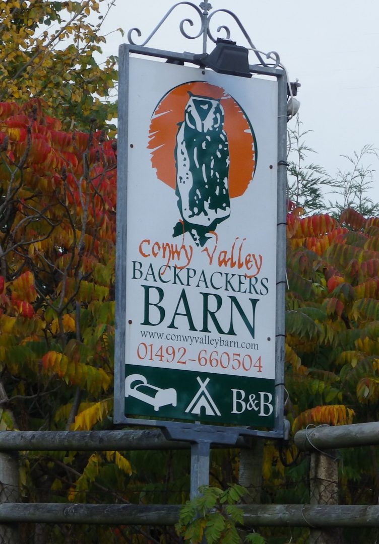 Sign for Conwy Valley Backpackers Barn