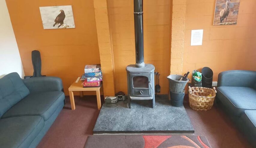 log burner and lounge at Kintail Bunkhouse Outdoor Centre
